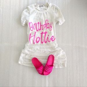 Casual white and pink sequence birthday dress time to be pretty